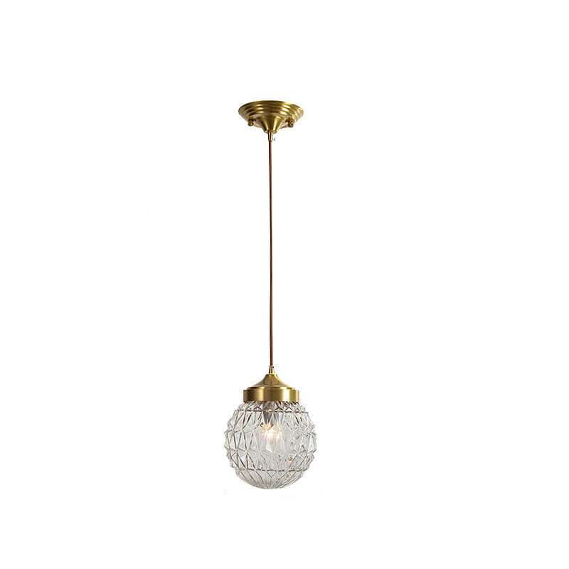 Nordic Light Luxury All-copper Glass Shade 1-Light Pendant Light