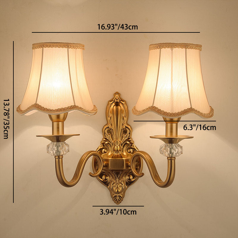 Modern Luxury Hardware Fabric 1/2-Light Wall Sconce Lamp For Living Room