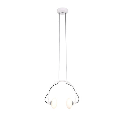Contemporary Creative Headphone Iron Glass Shade 2-Light Chandelier For Living Room