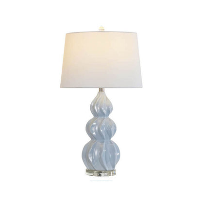 Modern Chinese Striped Gourd Ceramic Fabric 1-Light Table Lamp