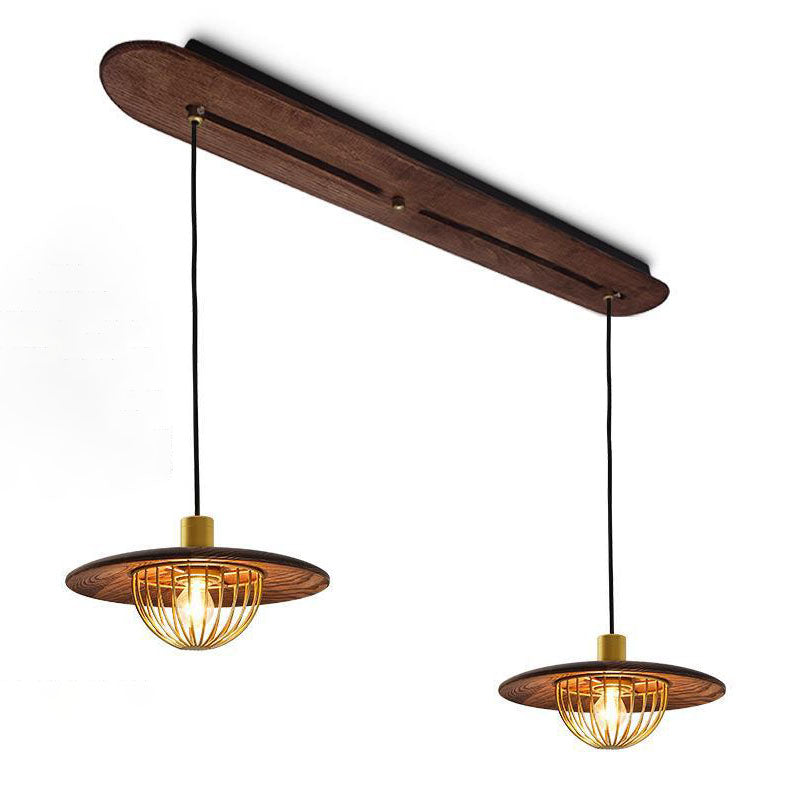 Industrial Simple Light Luxury Wooden Disc 1/2/3-Light Island Light Chandelier