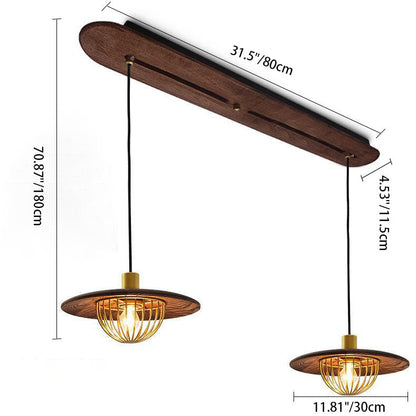 Industrial Simple Light Luxury Wooden Disc 1/2/3-Light Island Light Chandelier