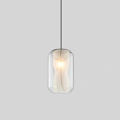 Contemporary Nordic Iron Glass Ball Cylinder 1-Light Pendant Light For Dining Room