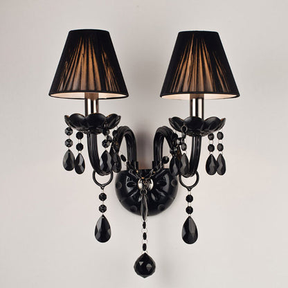 Traditional European Round Table Petal Shaped Crystal Glass 1/2 Light Wall Sconce Lamp For Living Room