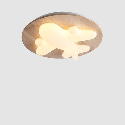 モダンアールデコ調飛行機雲月アクリル木製LEDフラッシュマウントシーリングライトリビングルーム用