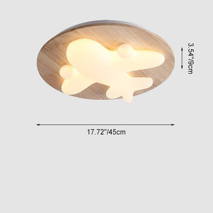 モダンアールデコ調飛行機雲月アクリル木製LEDフラッシュマウントシーリングライトリビングルーム用