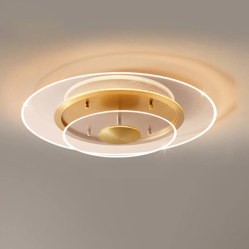 Modern Light Luxury Round Acrylic Gold LED Flush Mount Ceiling Light