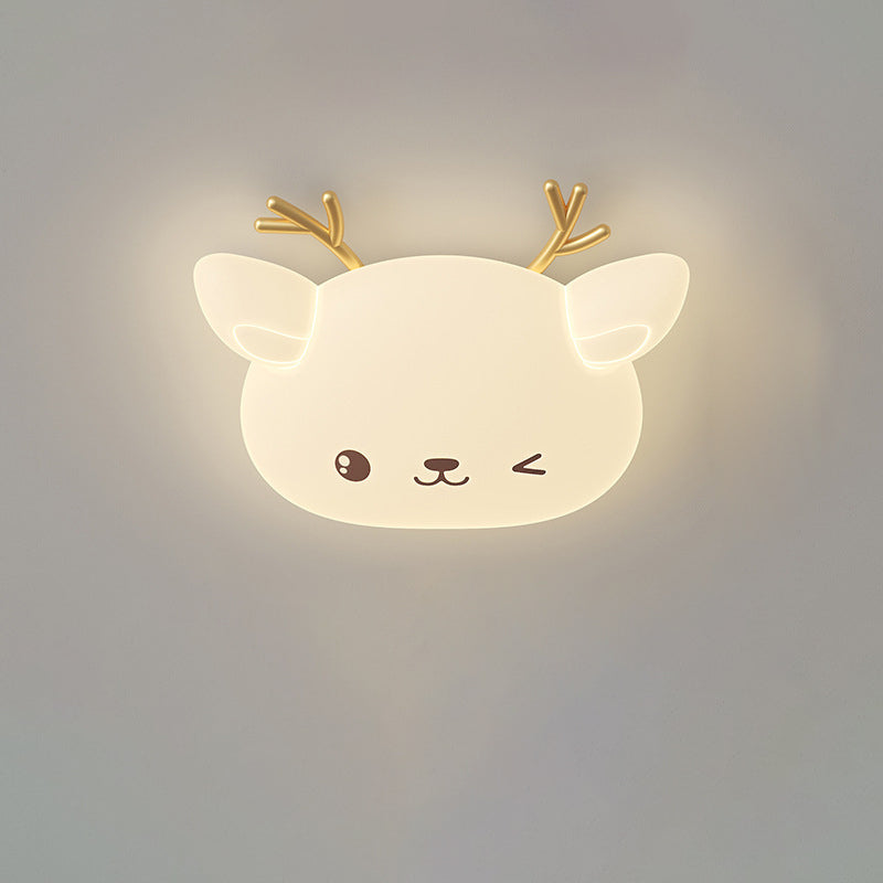 Modern Simplicity Kids Iron PE Deer Elliptical LED Flush Mount Ceiling Light For Bedroom