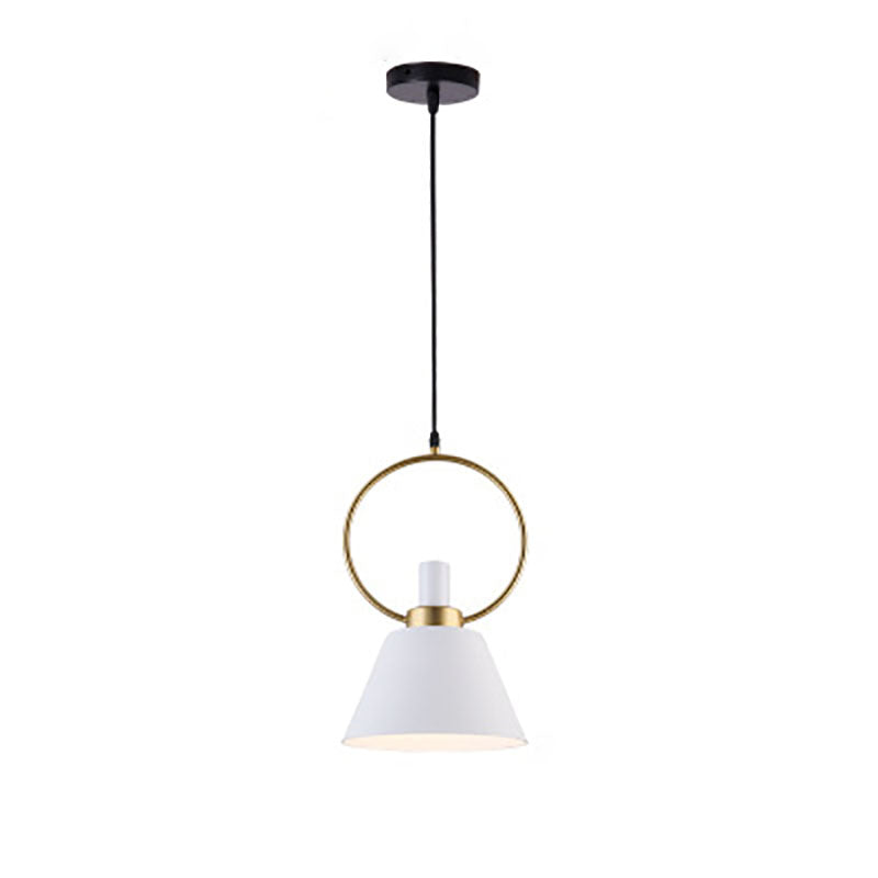 Contemporary Nordic Cone Shade Gold Ring 1-Light Pendant Light For Dining Room