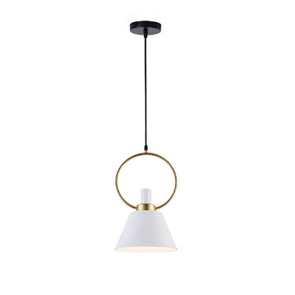 Contemporary Nordic Cone Shade Gold Ring 1-Light Pendant Light For Dining Room