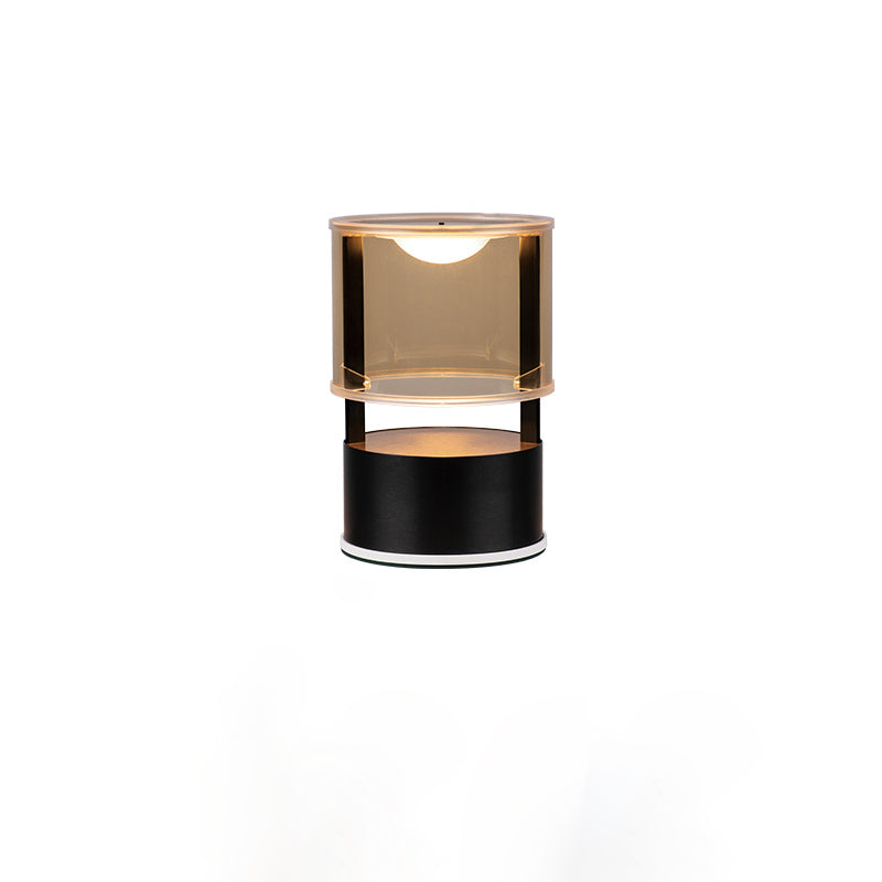 Modern Simplicity PMMA PC Stainless Steel Aluminum Cylinder LED Table Lamp For Bedside