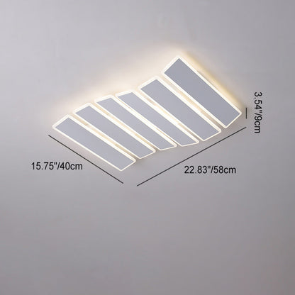 現代的なシンプルさを演出するアクリル製ストライプ模様の魚の骨型LEDフラッシュマウントシーリングライト（リビングルーム用）
