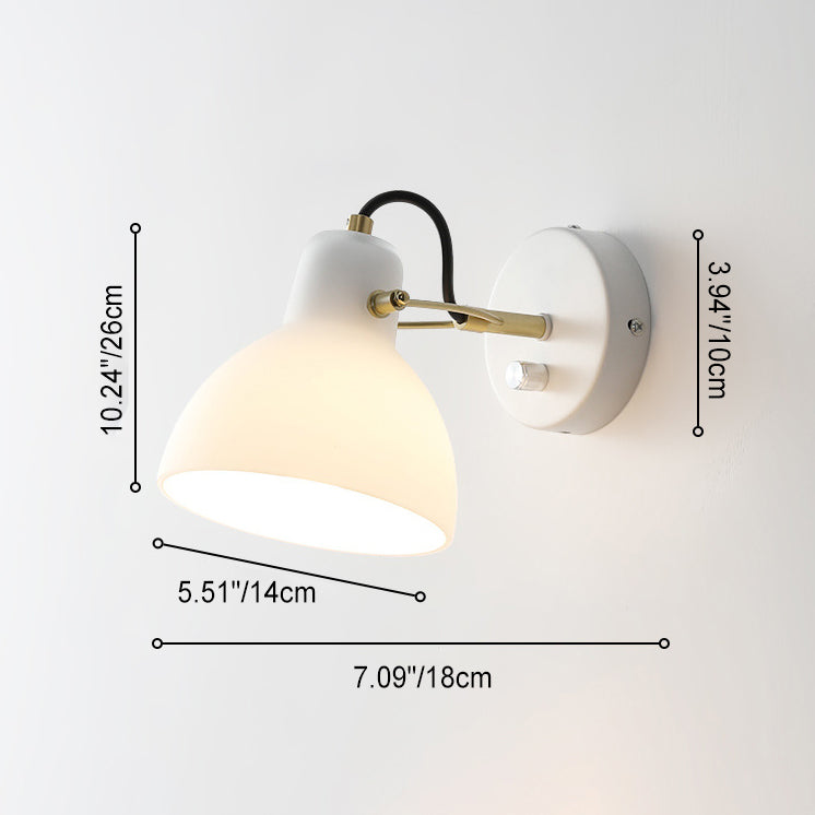 Modern Simplicity Iron Glass Dome Hemispheroid 1-Light Wall Sconce Lamp For Bedside