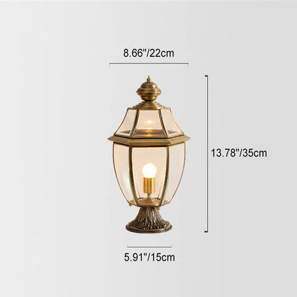European Luxury All Copper Clear Glass Lantern Post 1/3 Light Waterproof Patio Landscape Light