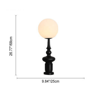 Vintage Sphere Roman Chess Column Base 1-Light Table Lamp