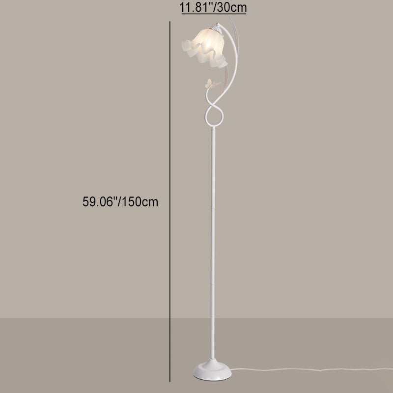 Contemporary Creative Wrought Iron Acrylic Flower 1-Light Standing Floor Lamp For Bedroom