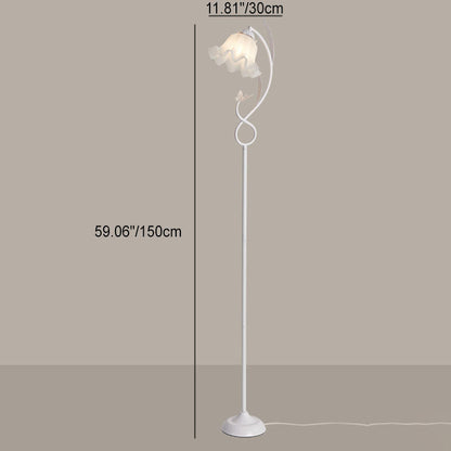 Contemporary Creative Wrought Iron Acrylic Flower 1-Light Standing Floor Lamp For Bedroom