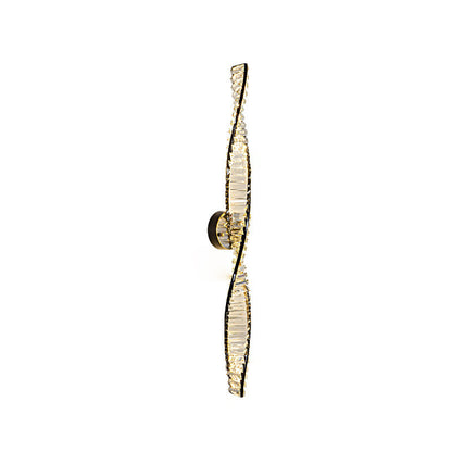 Contemporary Scandinavian Copper Crystal Twisted Design LED Wall Sconce Lamp For Living Room