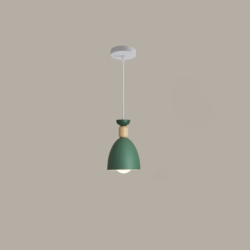 Modern Minimalist Round Cone Iron Wood 1/3 Light Island Light Chandelier For Dining Room