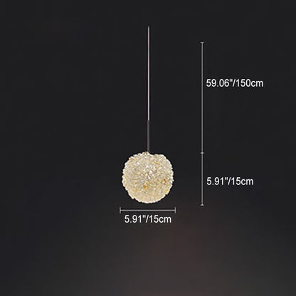 Modern Minimalist Round Ball Full Copper Crystal 1-Light Pendant Light For Bedroom