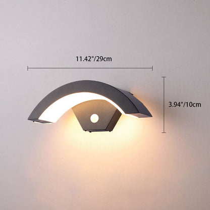 Contemporary Industrial Waterproof Human Sensor Aluminum Moon Shape LED Wall Sconce Lamp For Outdoor Patio