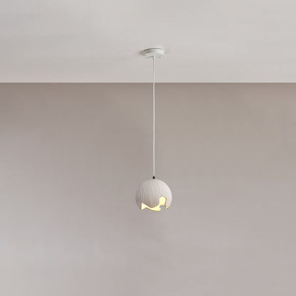 Traditional Japanese Iron Resin Cracked Eggshell Design 1-Light Pendant Light For Dining Room