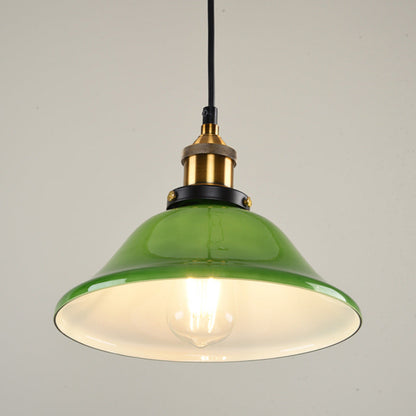 Contemporary Retro Emerald Green Flared Glass Shade 1-Light Pendant Light For Dining Room