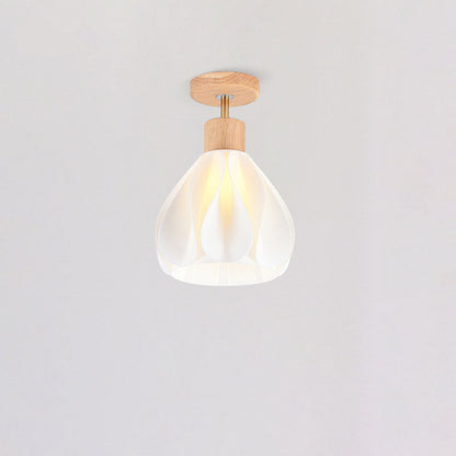Japanese Wabi-sabi Minimalist Log 1-Light Semi-Flush Mount Light