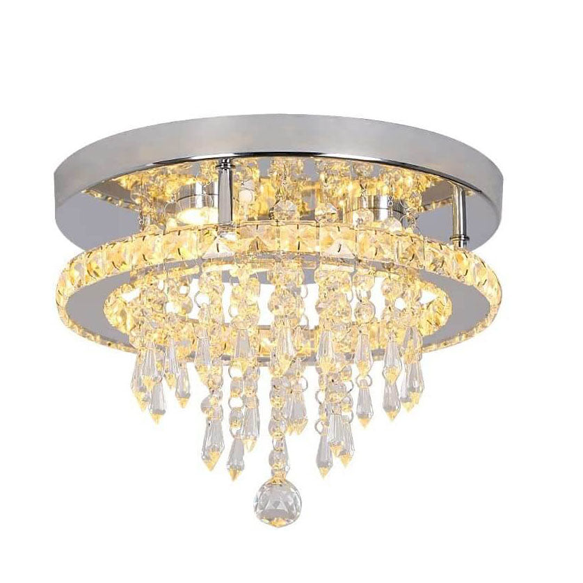 Modern Light Luxury Round Crystal LED Flush Mount Ceiling Light