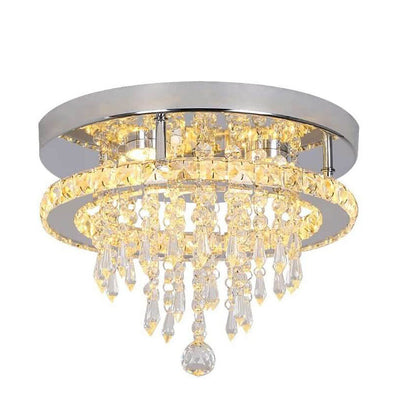 Modern Light Luxury Round Crystal LED Flush Mount Ceiling Light
