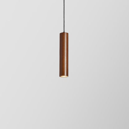 Modern Minimalist Rubberwood Cylinder Spotlight LED Pendant Light For Bedroom