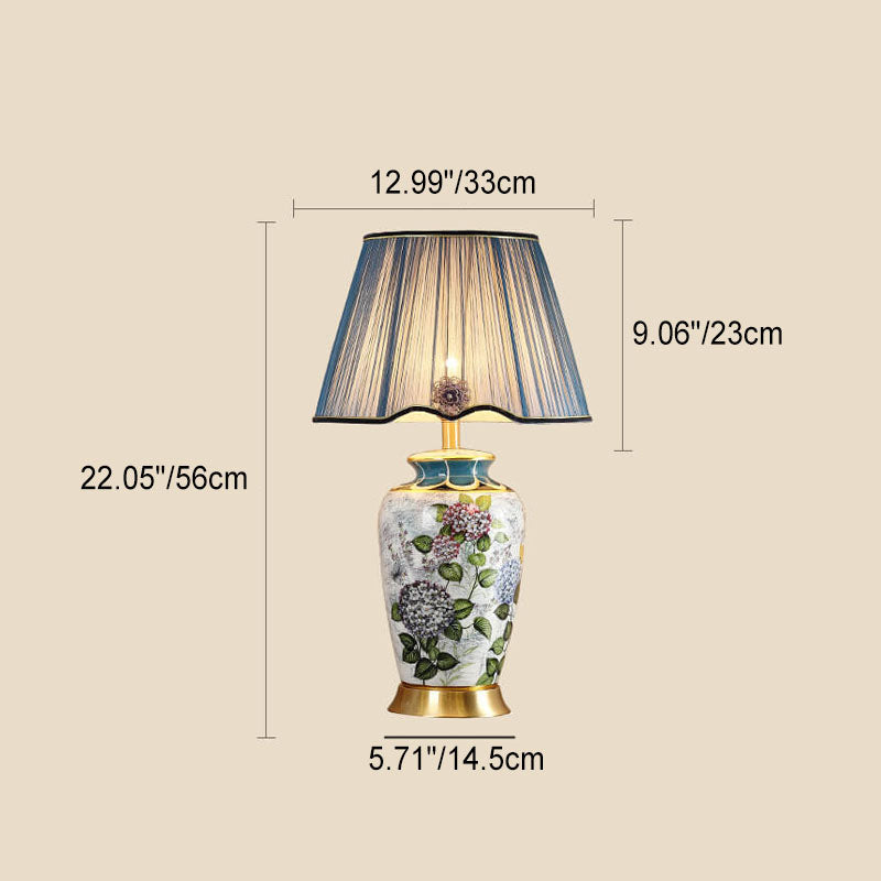 Modern Luxury Painted Fabric Ceramic 1-Light Table Lamp