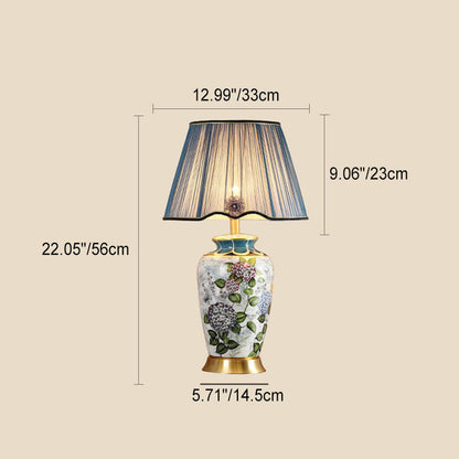 Modern Luxury Painted Fabric Ceramic 1-Light Table Lamp