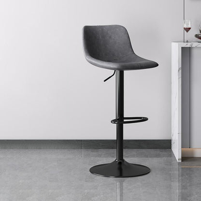 Contemporary Luxury Curved Faux Leather Height Adjustable Swivel Bar Stool Backrest Footrest For Dining Room