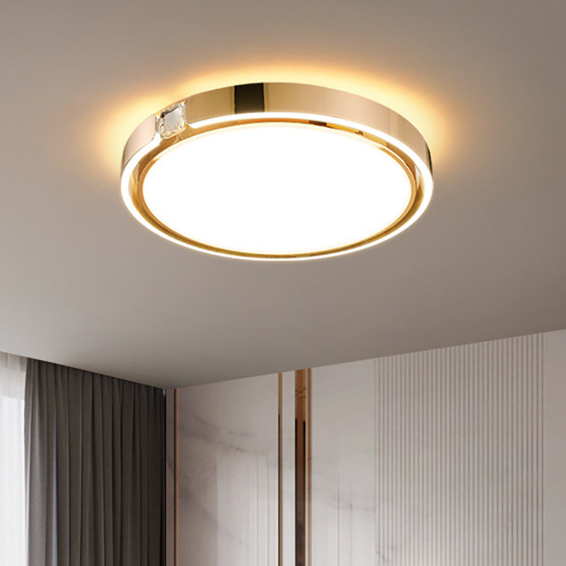 寝室用モダンで豪華な丸型電気メッキアルミアクリルLEDフラッシュマウントシーリングライト