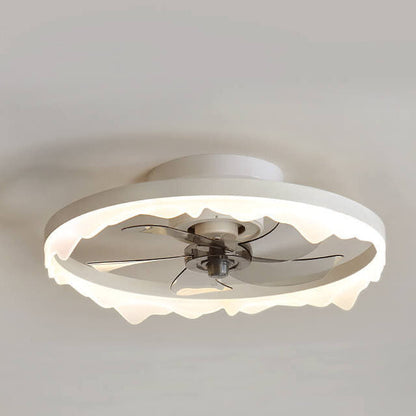 Minimalist Round Acrylic Border LED Semi-Flush Mount Ceiling Fan Light