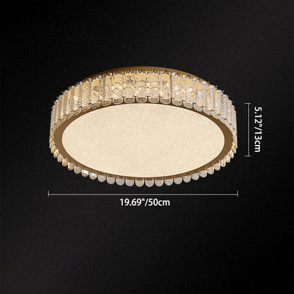 Contemporary Luxury Round Crystal Stainless Steel LED Flush Mount Ceiling Light For Bedroom