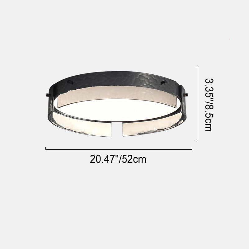 Modern Minimalist Black Round Drum Glass Copper LED Flush Mount Ceiling Light