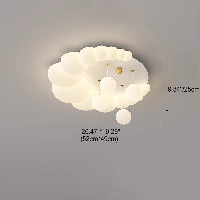 Contemporary Nordic Kids Iron PE Elliptical Round Ball Flower Moon LED Flush Mount Ceiling Light For Bedroom