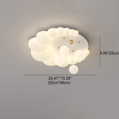 Contemporary Nordic Kids Iron PE Elliptical Round Ball Flower Moon LED Flush Mount Ceiling Light For Bedroom