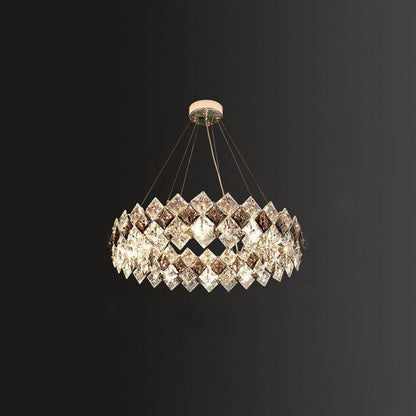 Contemporary Luxury Crystal Diamond Circle Plated Hardware 5/6/7/8/10/14 Light Chandelier For Living Room