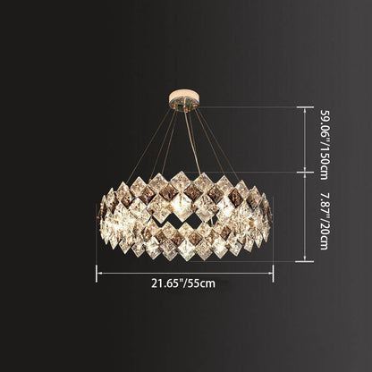 Contemporary Luxury Crystal Diamond Circle Plated Hardware 5/6/7/8/10/14 Light Chandelier For Living Room