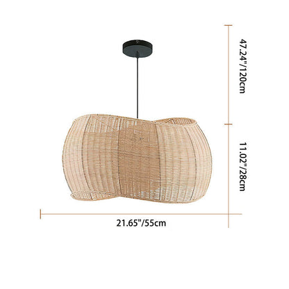 Traditional Vintage Rattan Weaving Cage 1-Light Pendant Light For Dining Room