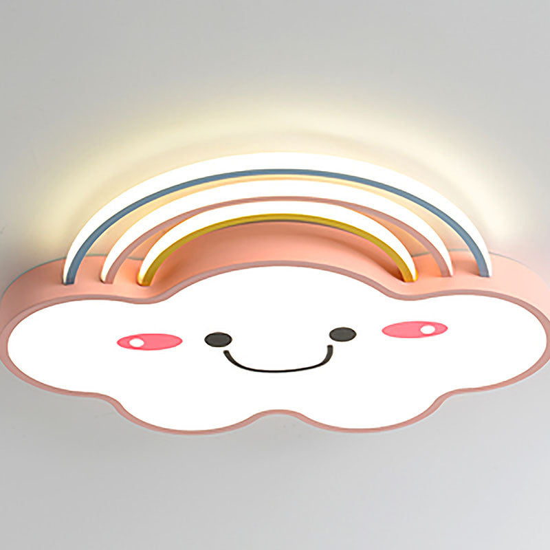 現代的でクリエイティブなレインボークラウドアクリルシェードLEDフラッシュマウントシーリングライト寝室用