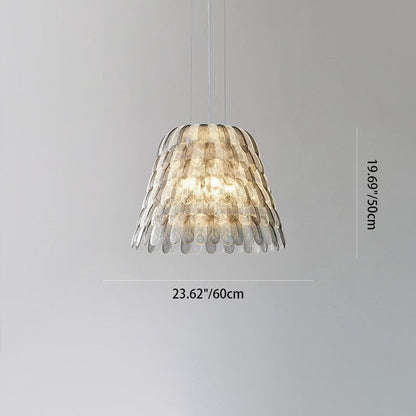 Modern Art Deco Imitation Feather Tiered Acrylic Shade 1/5-Light Pendant Light For Bedroom