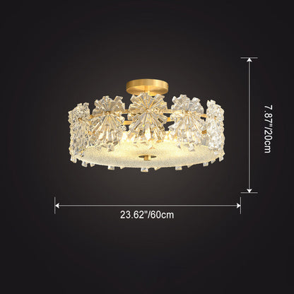 Modern Minimalist Round Copper Glass 4/6 Flush Mount Ceiling Light For Living Room