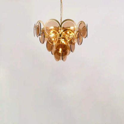 Contemporary Luxury Iron Glass Conic 7/13 Light Chandelier For Living Room