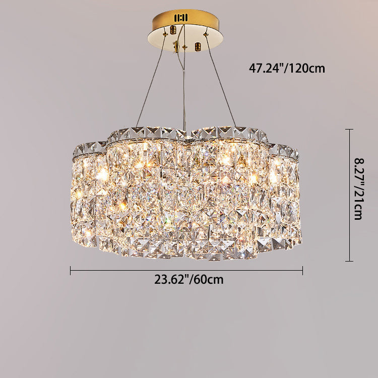 ثريا كريستال LED من الفولاذ المقاوم للصدأ بتصميم عصري بسيط لغرفة المعيشة