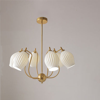 Vintage Minimalist Tulip Ceramic 4/6 Light Chandelier