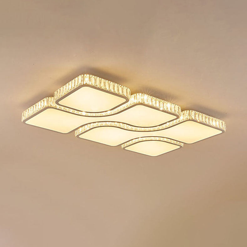 مصباح LED معدني مستطيل الشكل فاخر باللون الذهبي بتصميم عصري 